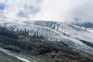 Image of a melting glacier in Ladakh, symbolizing the effects of climate change in the region.