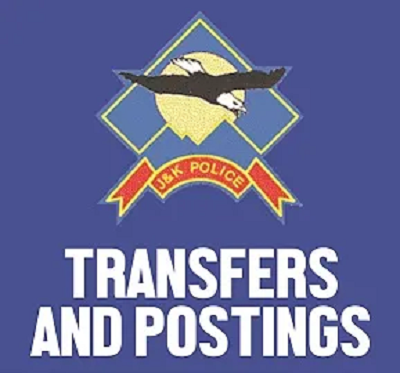 J&K Police Transfers 12 DSPs, Adjusts Six IPS Officers